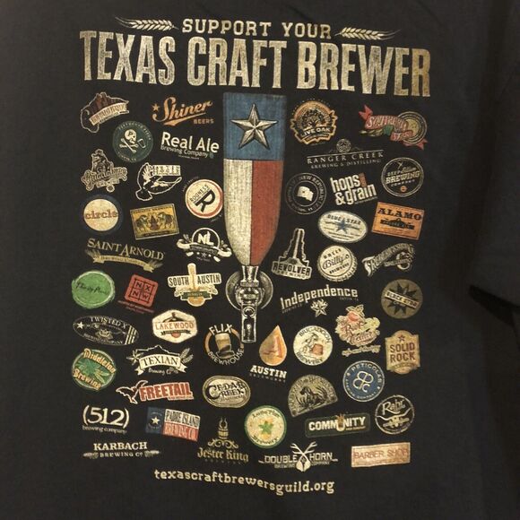 Outhouse Designs Texas Craft Beer Large T-Shirt Black Graphic Tee Men's Guild - Picture 5 of 7